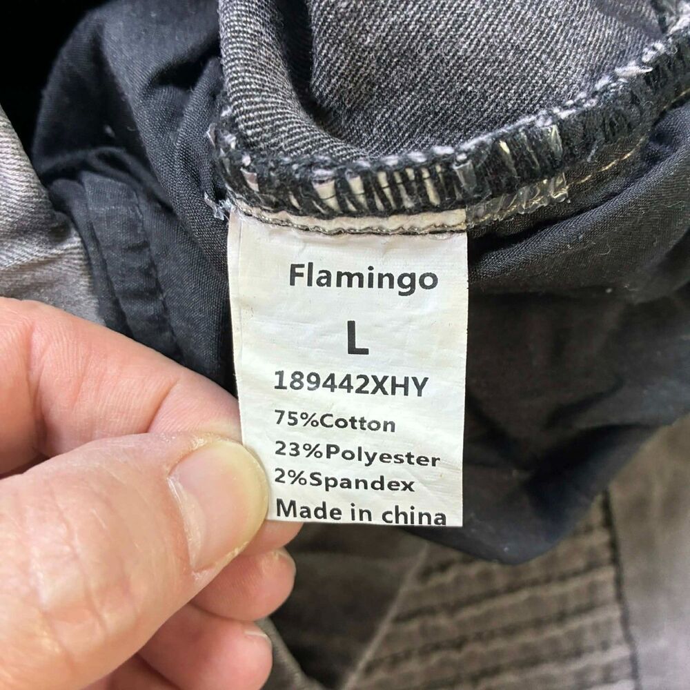 Flamingo Jeans Womens Large Moto Biker Stretch Gray Denim Zipper Ankle Pull On - Picture 4 of 9